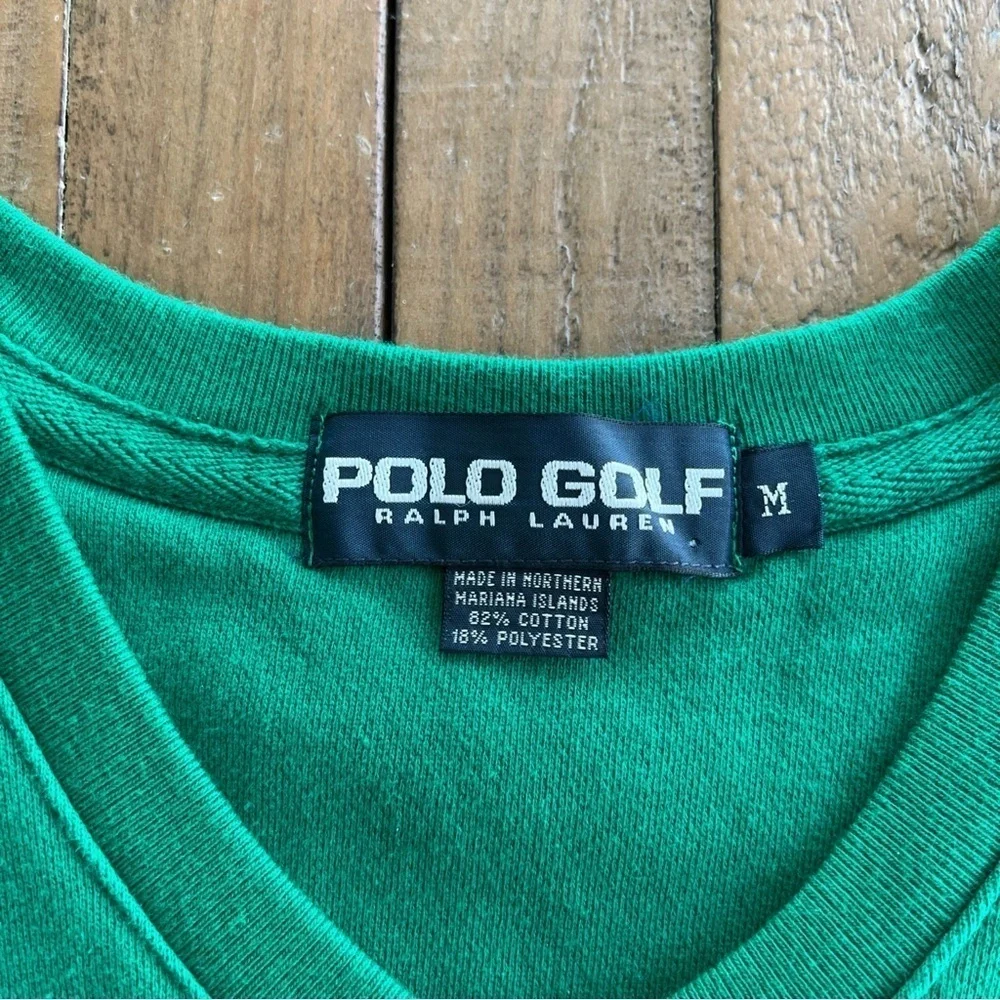 Ralph Lauren Polo Golf Green cotton Vest y2k Vintage Crest Logo Medium Preppy